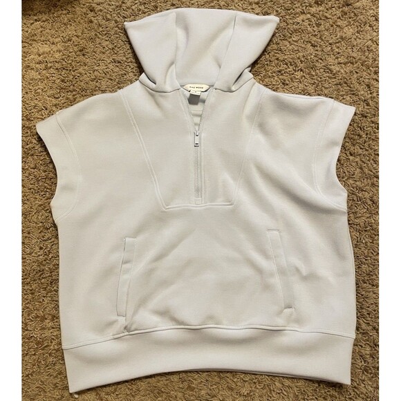 Buttery Soft High Neck Cap Sleeve Half Zip Double Soft Sweatshirt, Blue, Size S - Picture 1 of 6